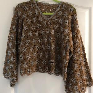 Hand knit with crochet sweater